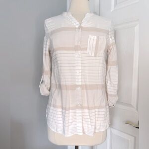 Love Potion Striped Cream Button-Up Blouse